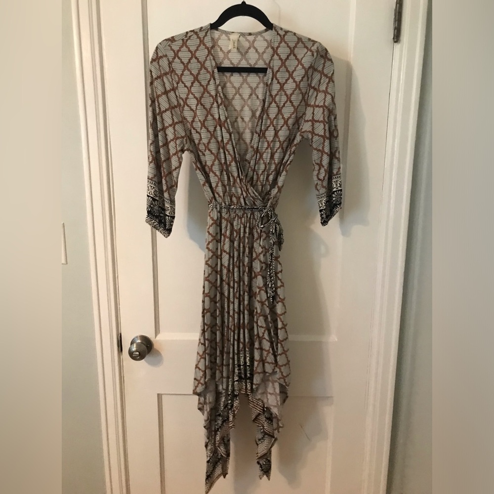Grey & brown asymmetrical dress